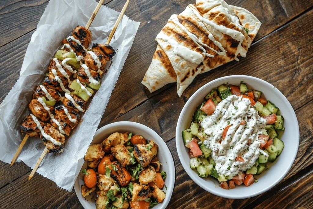 What are 5 amazing dishes that you could put tzatziki on: grilled chicken, falafel, and roasted vegetables.