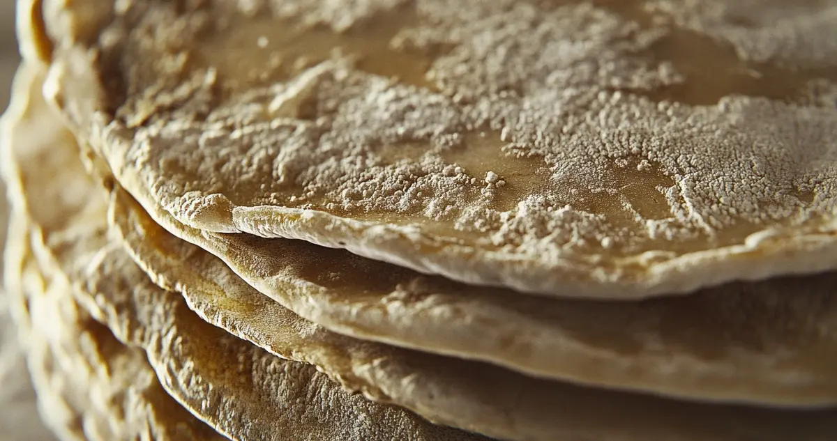 A close-up of corn tortillas showing signs of spoilage, like mold and cracks, on a kitchen countertop, illustrating how to tell if corn tortillas have gone bad.
