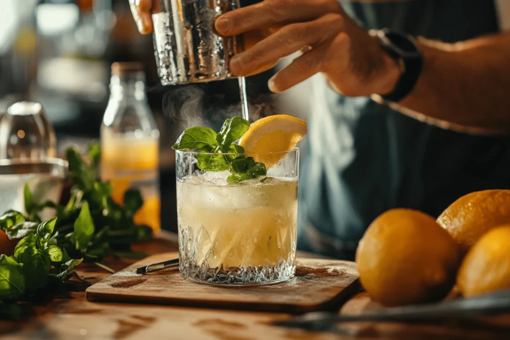 An image of a natural monjouro drink being prepared showing how does natural monjouro drink work using a variety of tools."