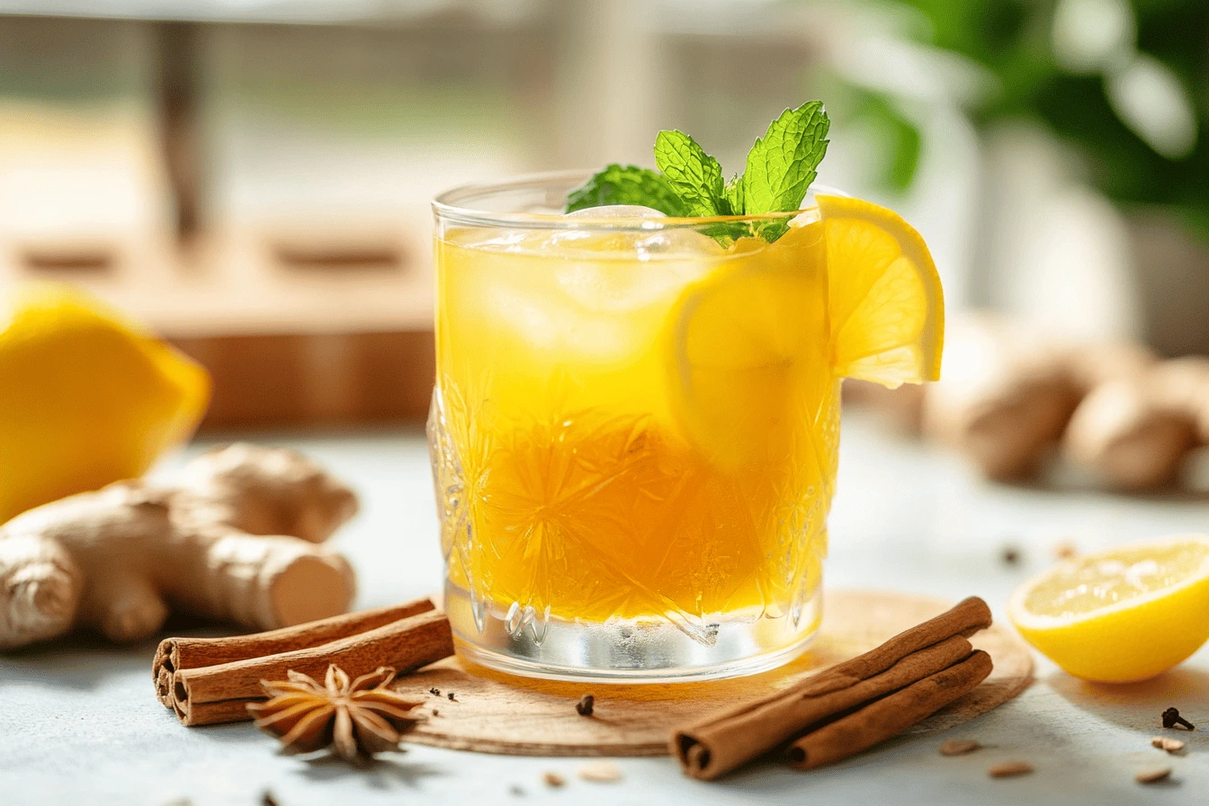 A close-up of a natural monjouro drink highlighting fresh ingredients demonstrating how does natural monjouro drink work.